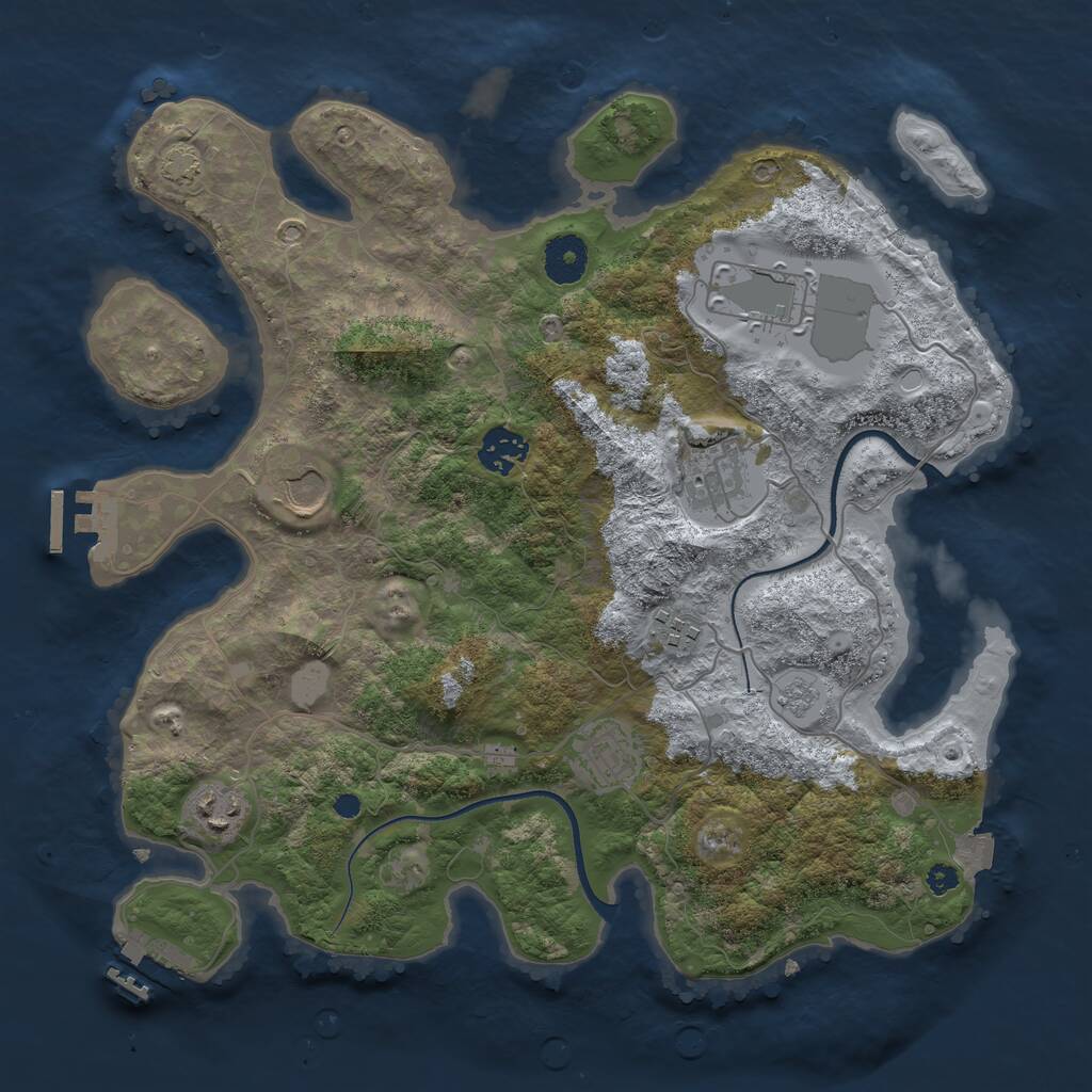 Rust Map: Procedural Map, Size: 3500, Seed: 840360, 12 Monuments