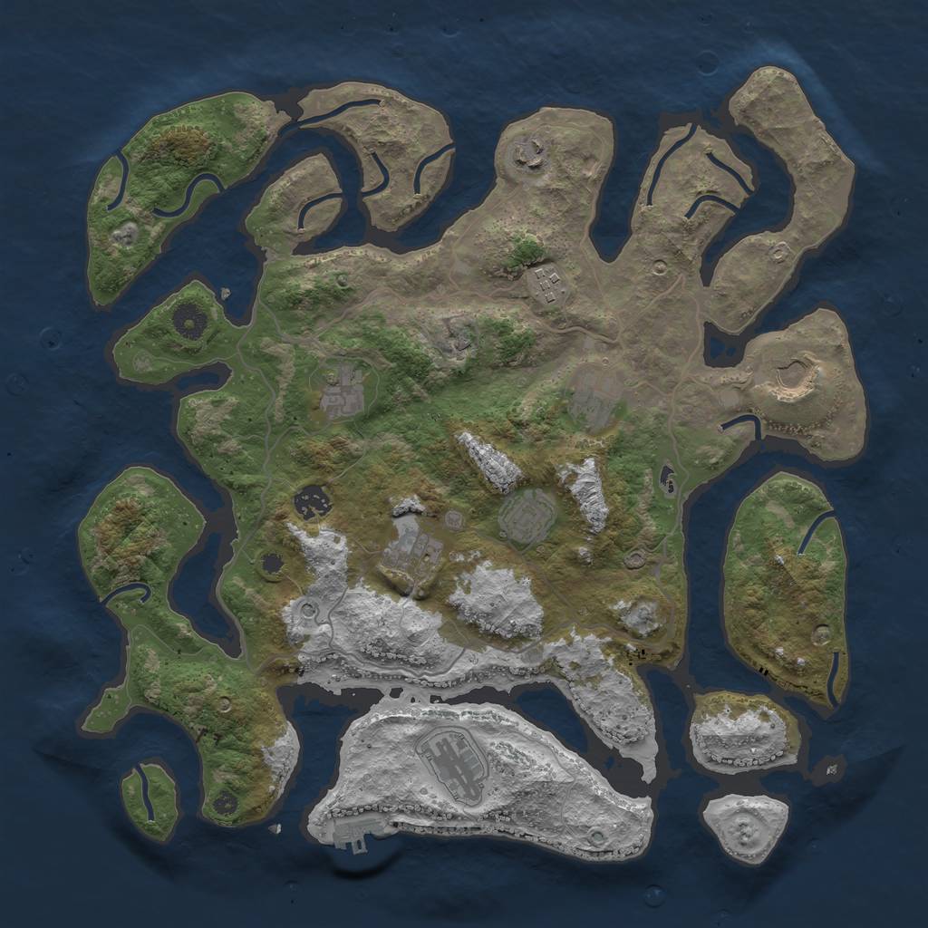 Rust Map: Procedural Map, Size: 4000, Seed: 572075, 13 Monuments