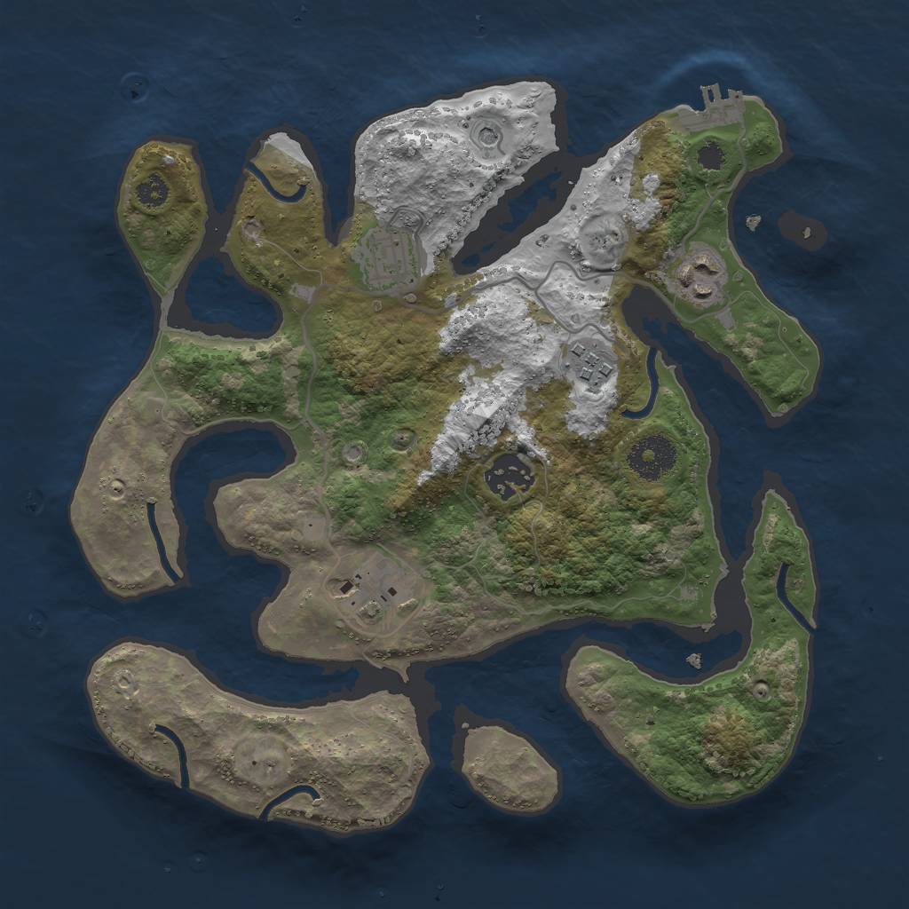 Rust Map: Procedural Map, Size: 3000, Seed: 571543593, 9 Monuments