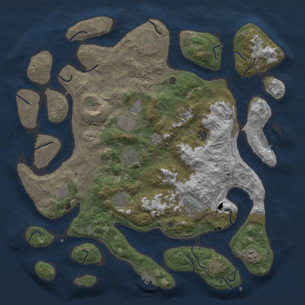 Rust Map: Procedural Map, Size: 4500, Seed: 140207, 16 Monuments