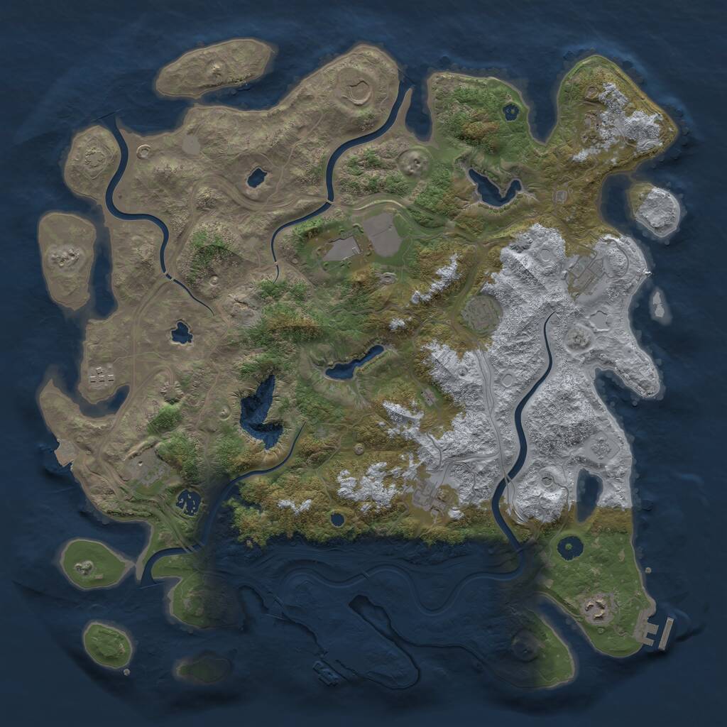Rust Map: Procedural Map, Size: 4500, Seed: 140207, 16 Monuments