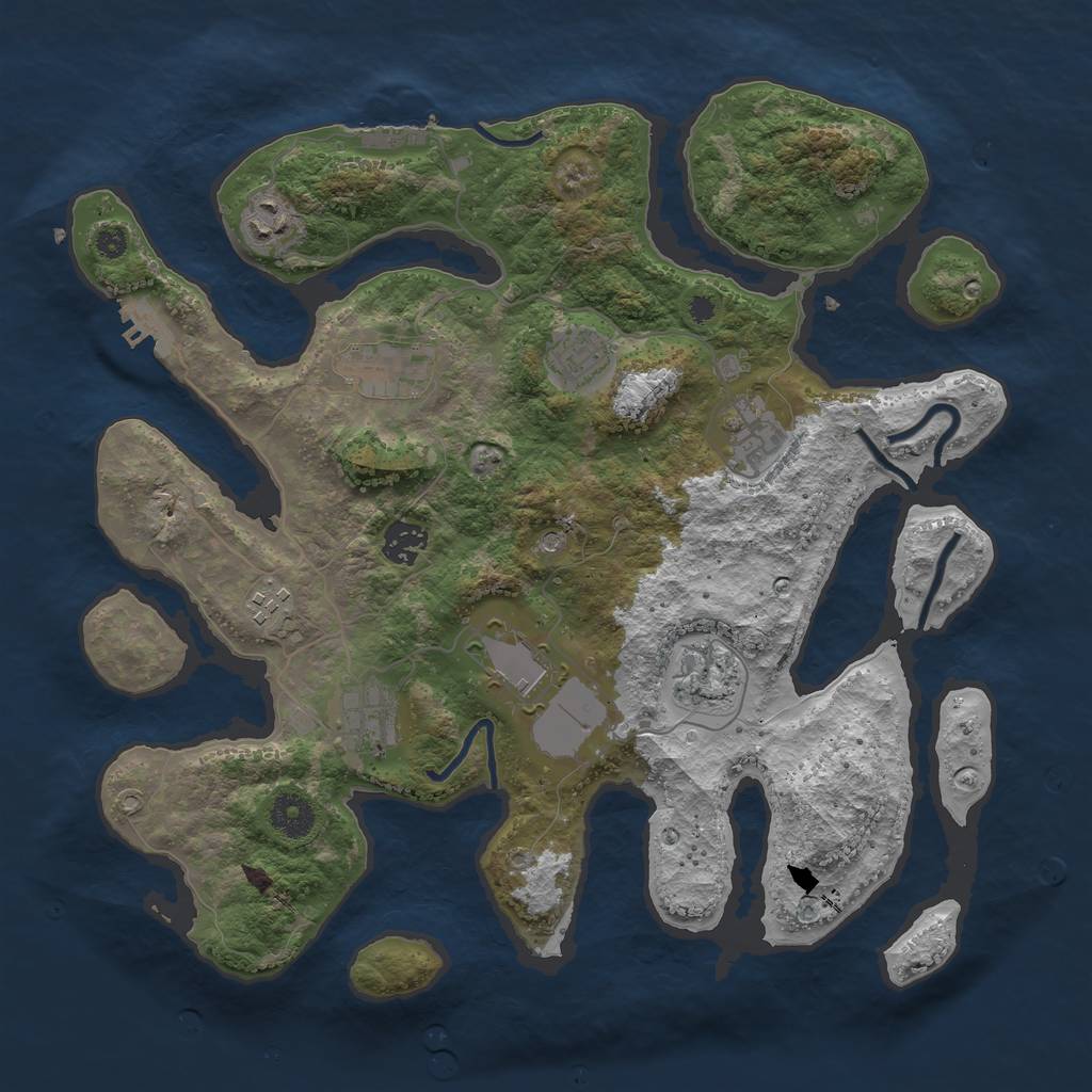 Rust Map: Procedural Map, Size: 3700, Seed: 90213075, 14 Monuments