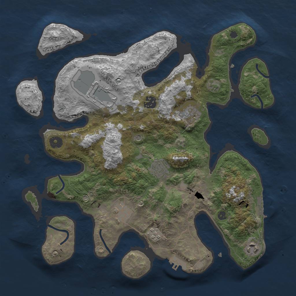 Rust Map: Procedural Map, Size: 3500, Seed: 354531, 12 Monuments