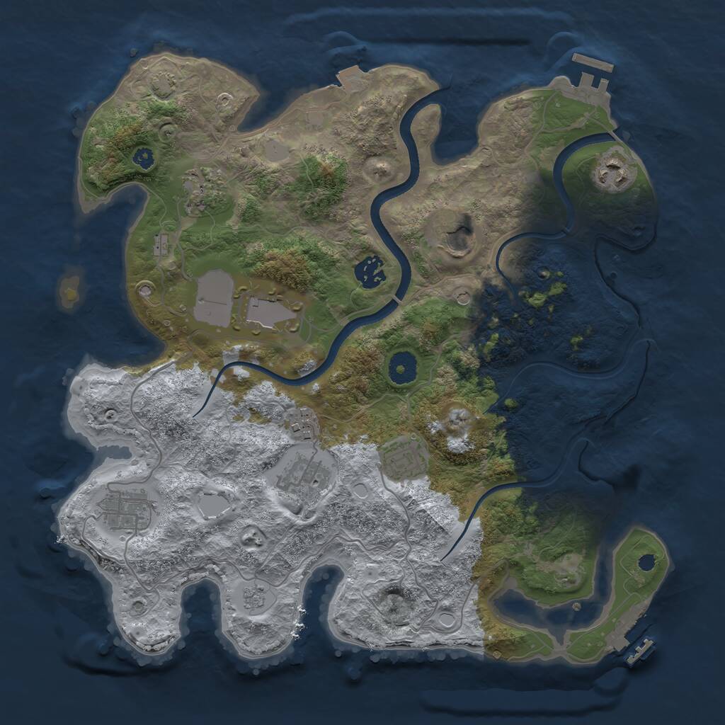 Rust Map: Procedural Map, Size: 3500, Seed: 1456702828, 15 Monuments