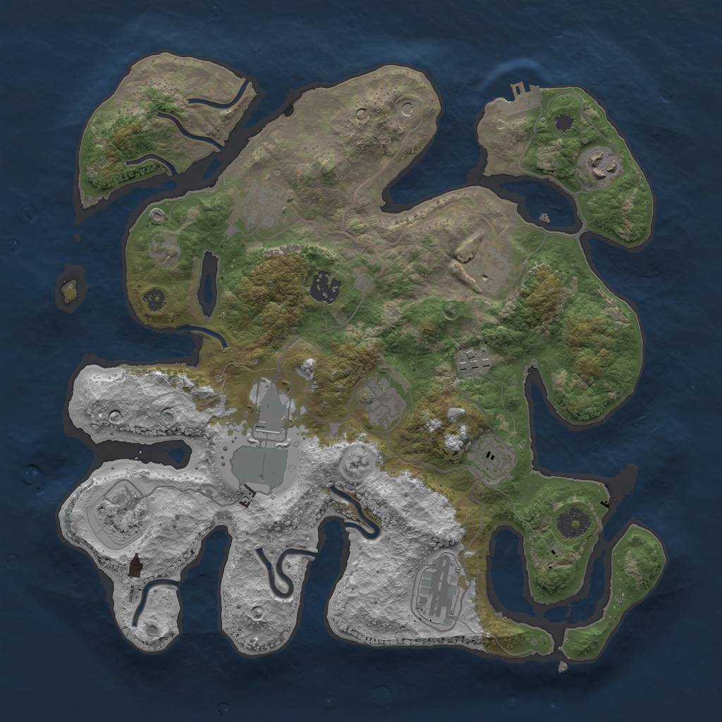 Rust Map: Procedural Map, Size: 3500, Seed: 1456702828, 14 Monuments