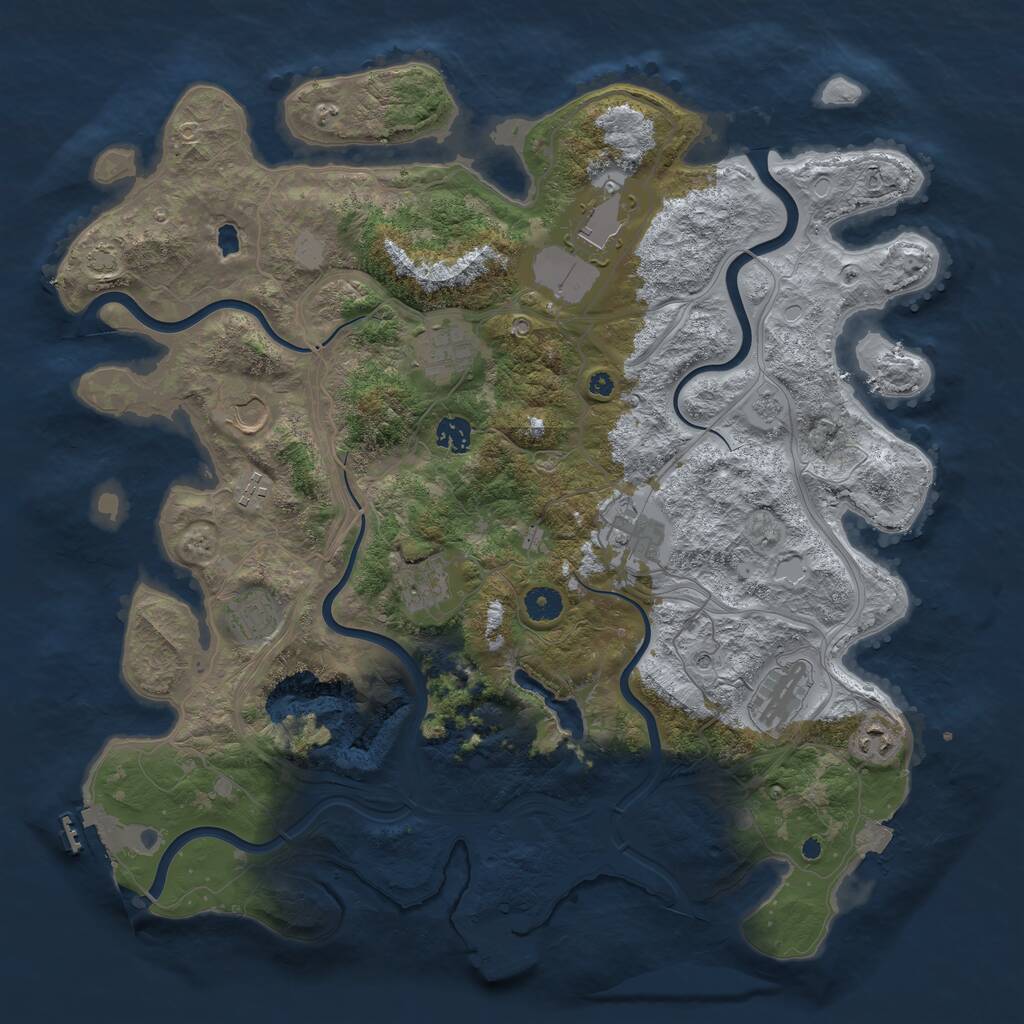 Rust Map: Procedural Map, Size: 4250, Seed: 140864889, 16 Monuments