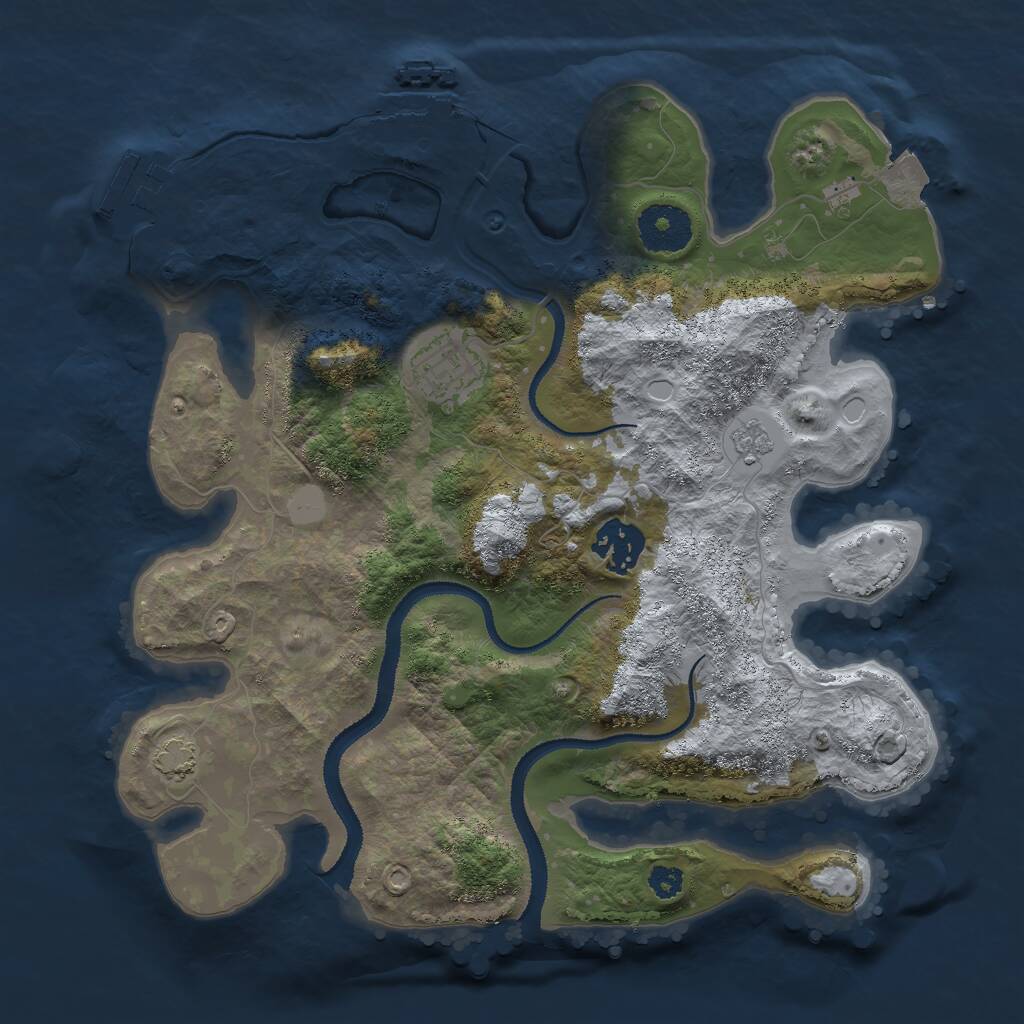 Rust Map: Procedural Map, Size: 3000, Seed: 356, 7 Monuments