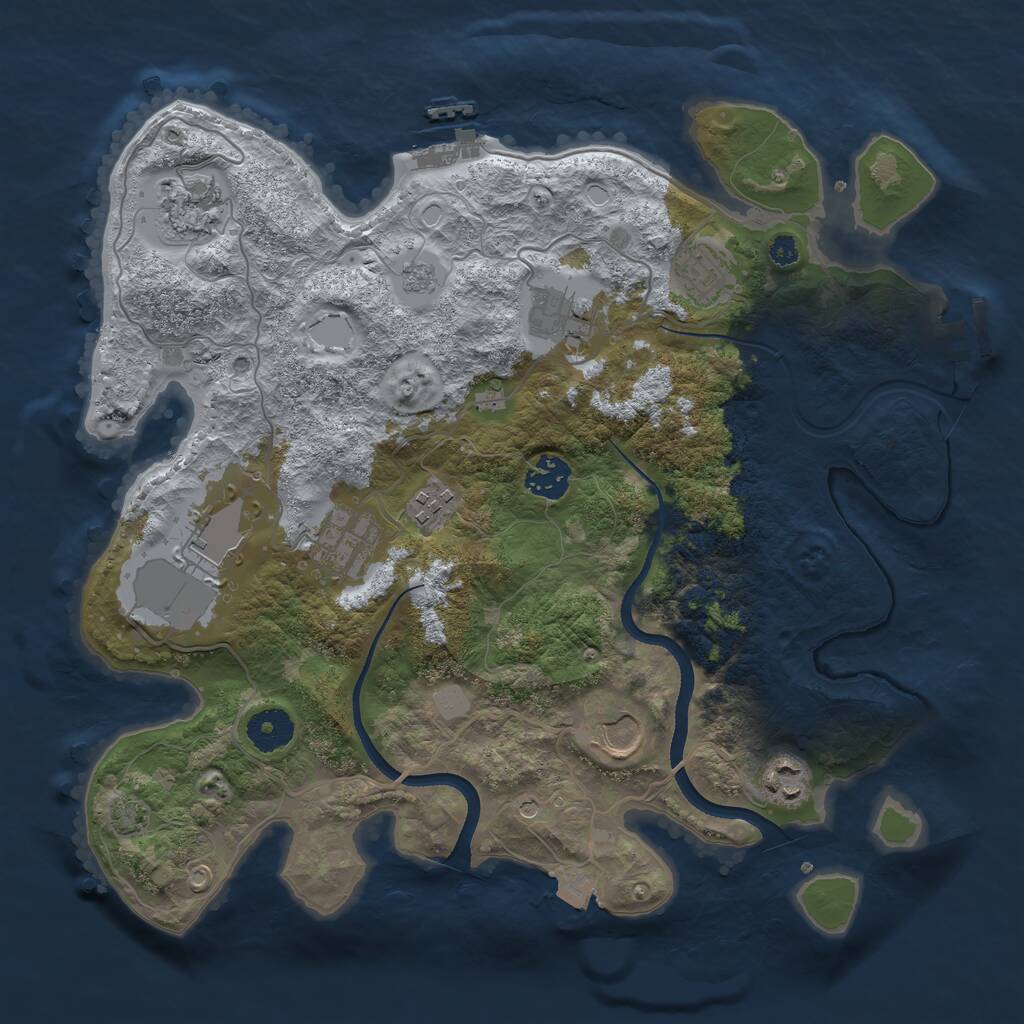 Rust Map: Procedural Map, Size: 3500, Seed: 1943726935, 15 Monuments