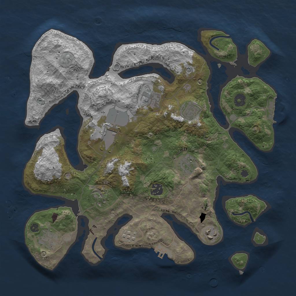 Rust Map: Procedural Map, Size: 3500, Seed: 1943726935, 14 Monuments