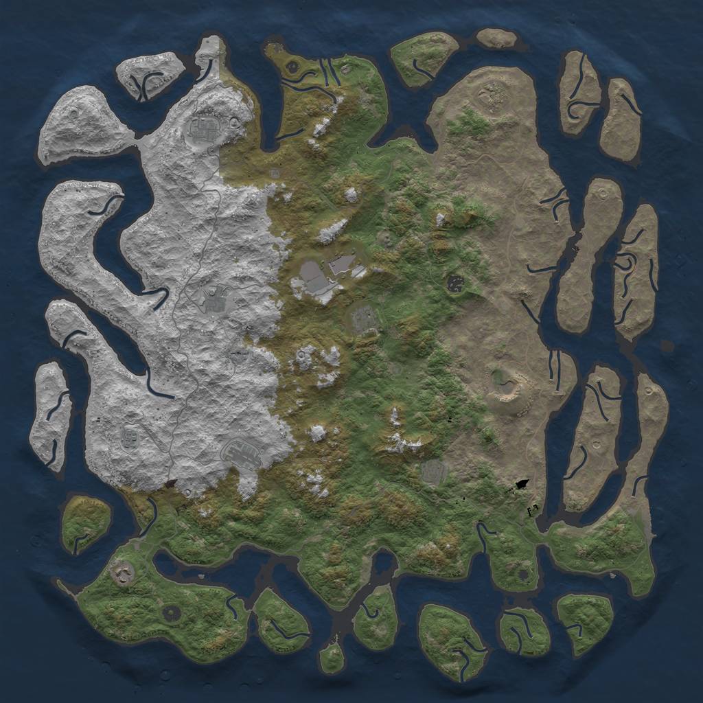 Rust Map: Procedural Map, Size: 6000, Seed: 657725800, 15 Monuments