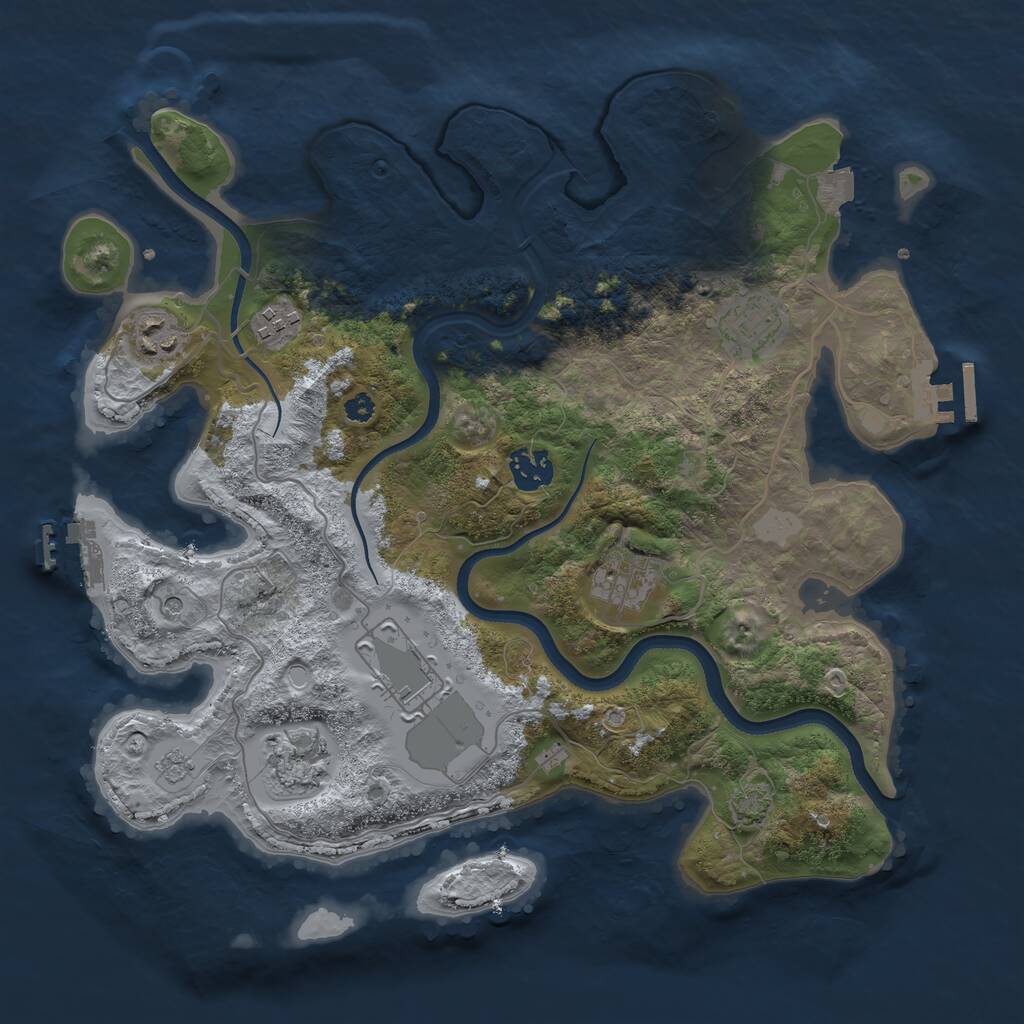 Rust Map: Procedural Map, Size: 3510, Seed: 748600190, 13 Monuments