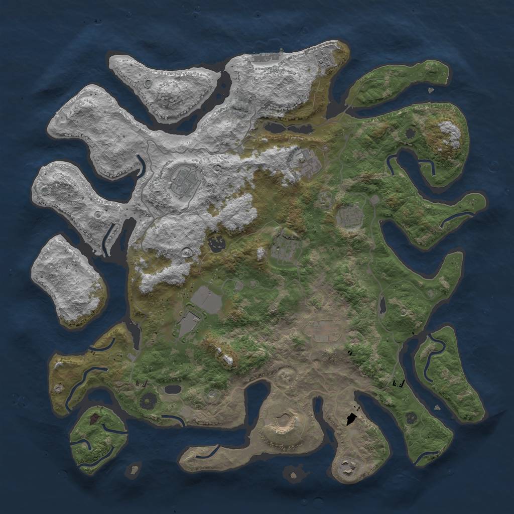 Rust Map: Procedural Map, Size: 4500, Seed: 856784, 14 Monuments