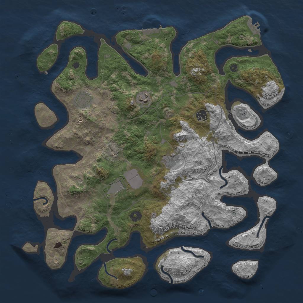 Rust Map: Procedural Map, Size: 4000, Seed: 839167, 11 Monuments