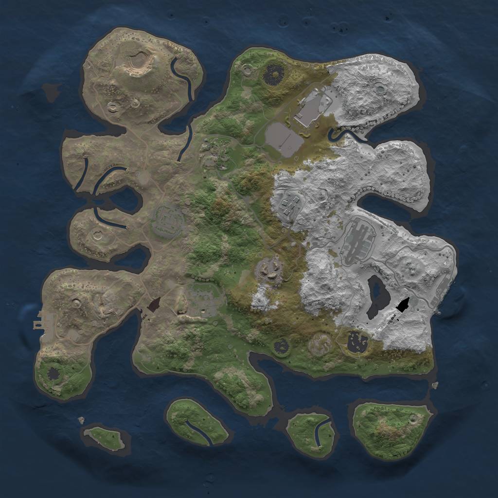 Rust Map: Procedural Map, Size: 3500, Seed: 2020629986, 14 Monuments