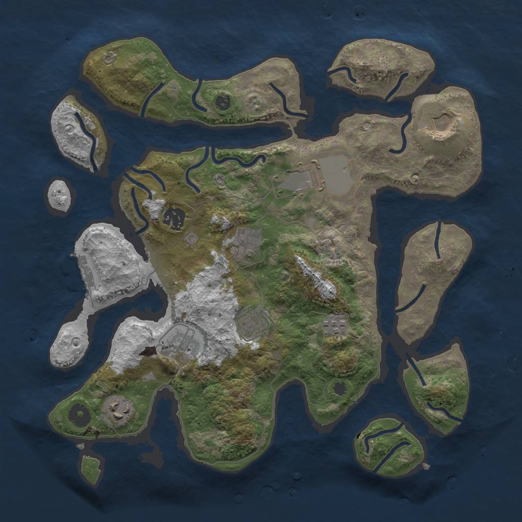 Rust Map: Procedural Map, Size: 3500, Seed: 469560, 11 Monuments