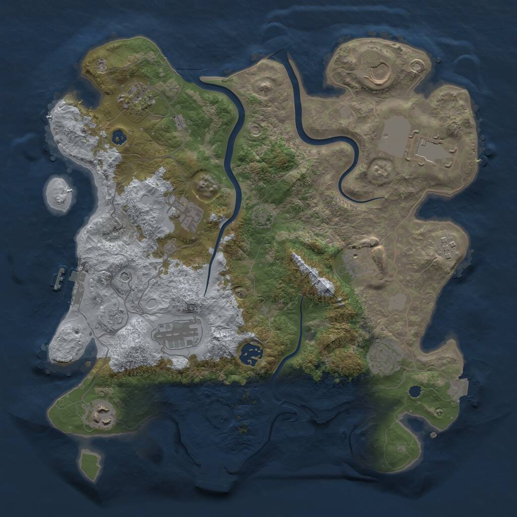 Rust Map: Procedural Map, Size: 3500, Seed: 469560, 16 Monuments