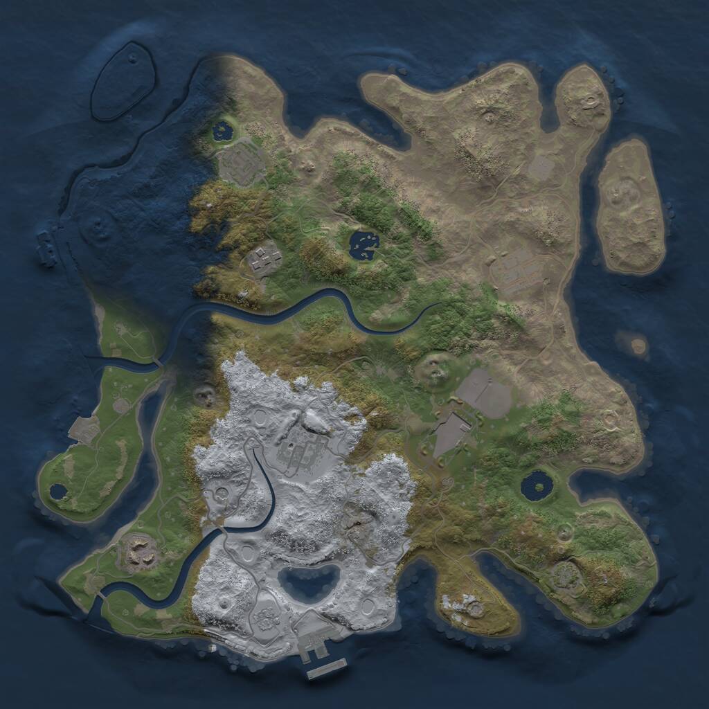 Rust Map: Procedural Map, Size: 3500, Seed: 1116561133, 13 Monuments
