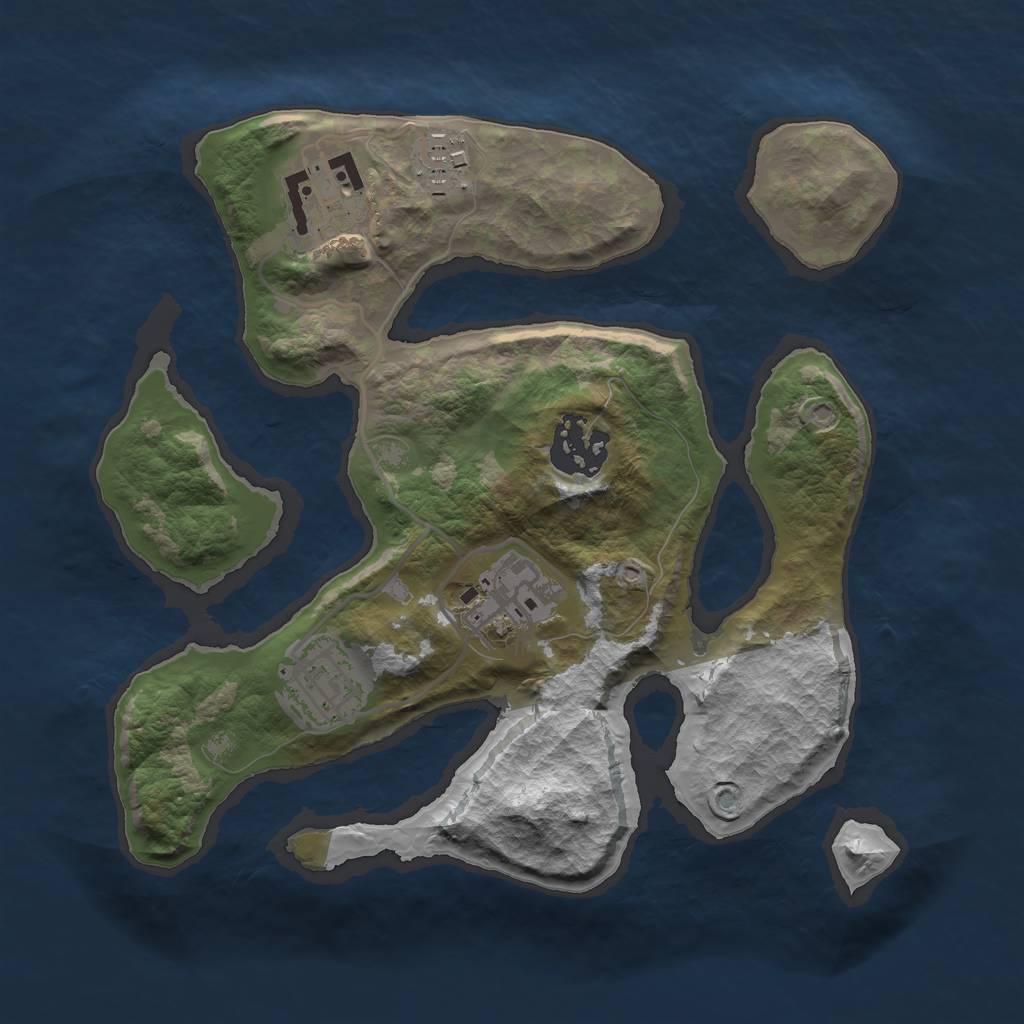 Rust Map: Barren, Size: 2500, Seed: 453, 7 Monuments