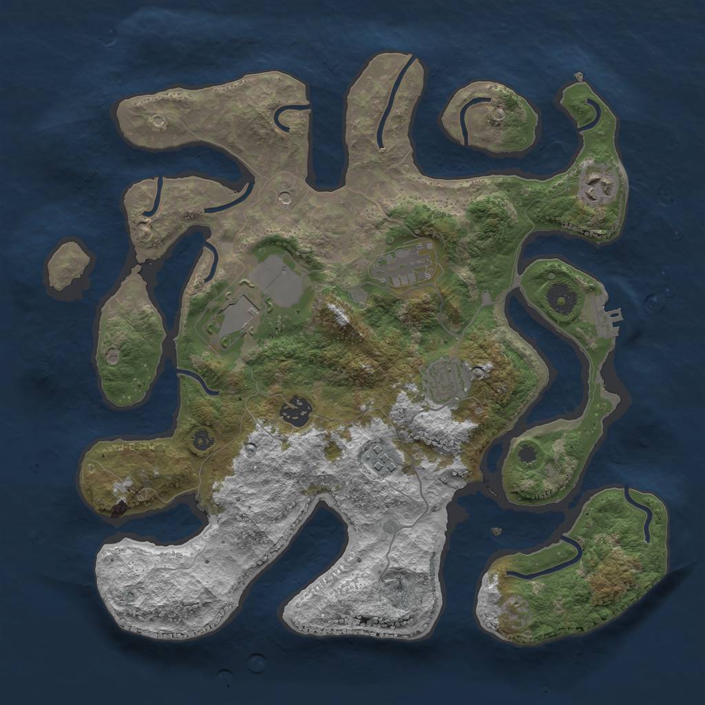 Rust Map: Procedural Map, Size: 3500, Seed: 745444, 10 Monuments