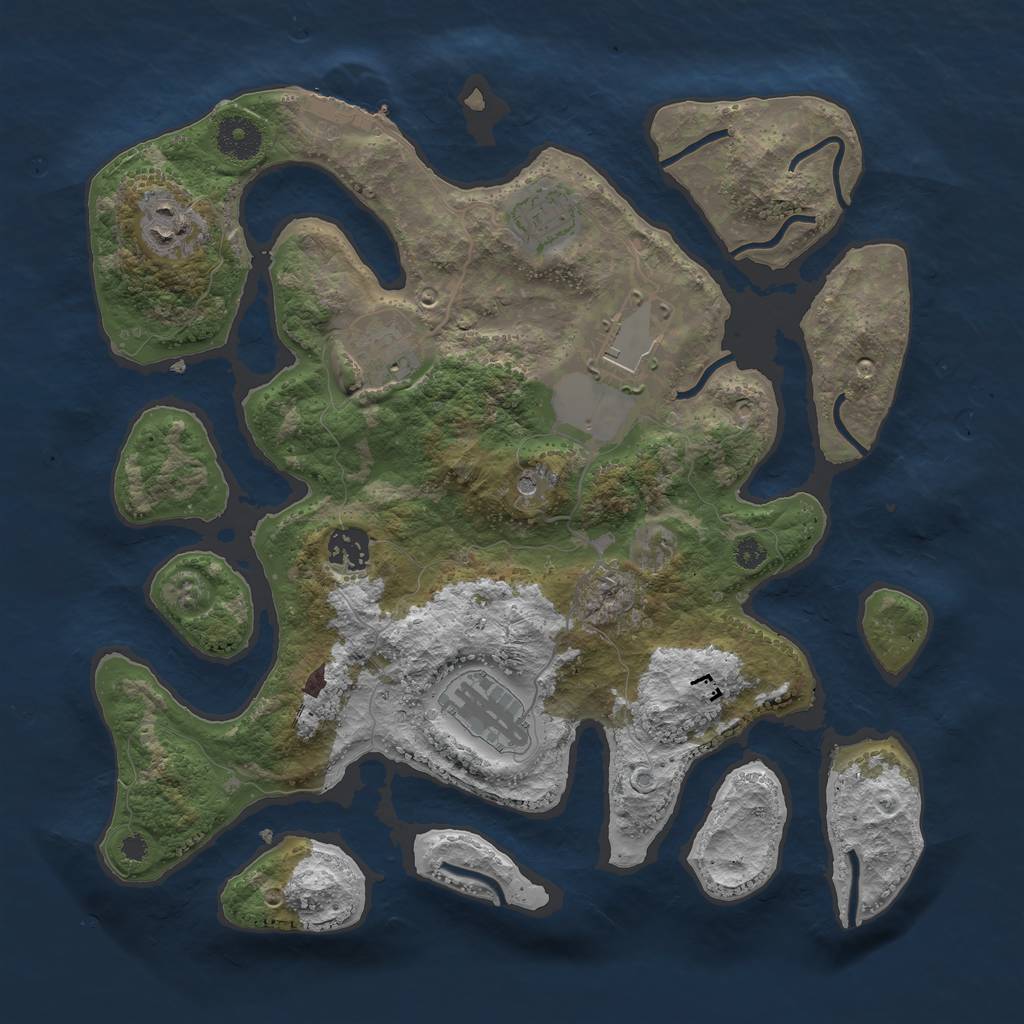 Rust Map: Procedural Map, Size: 3500, Seed: 99882255, 10 Monuments