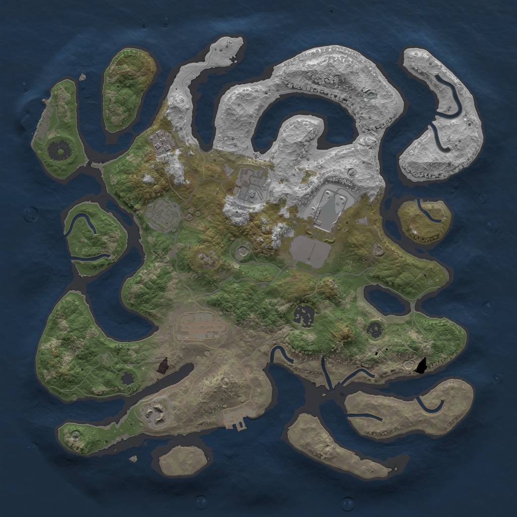 Rust Map: Procedural Map, Size: 3500, Seed: 481363, 12 Monuments