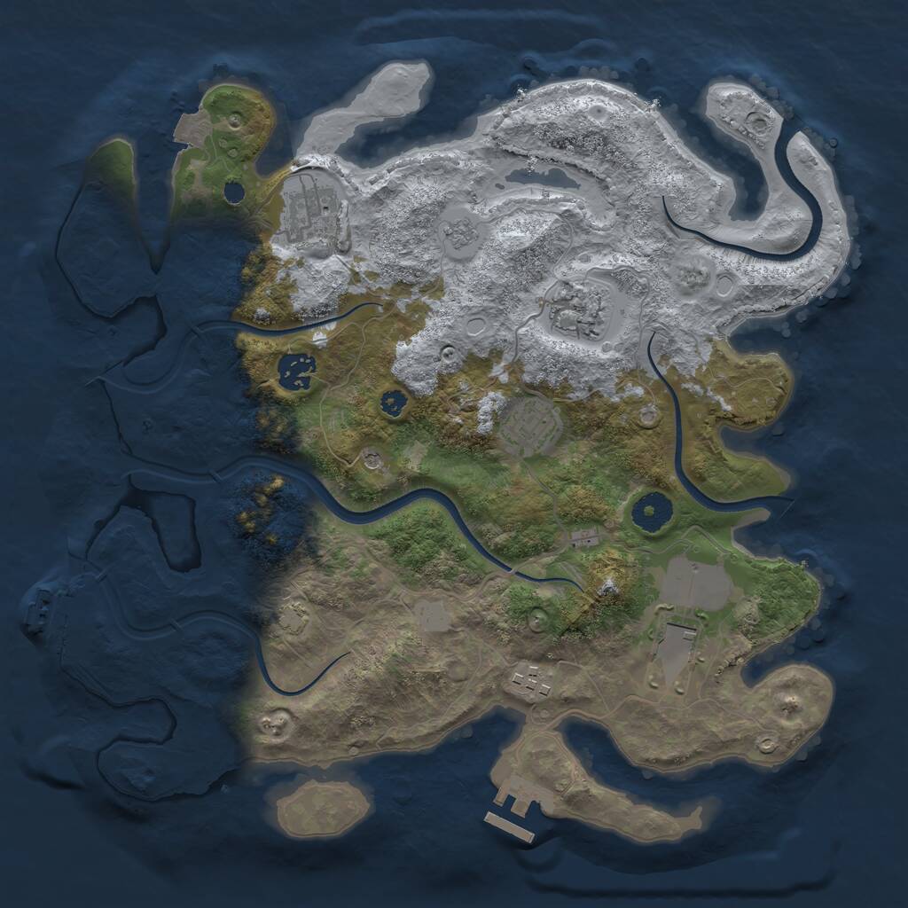 Rust Map: Procedural Map, Size: 3500, Seed: 481363, 12 Monuments