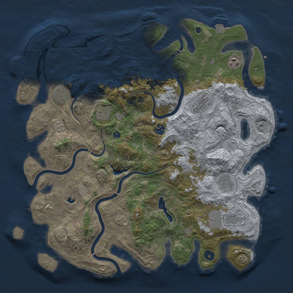 Rust Map: Procedural Map, Size: 4250, Seed: 91556, 14 Monuments