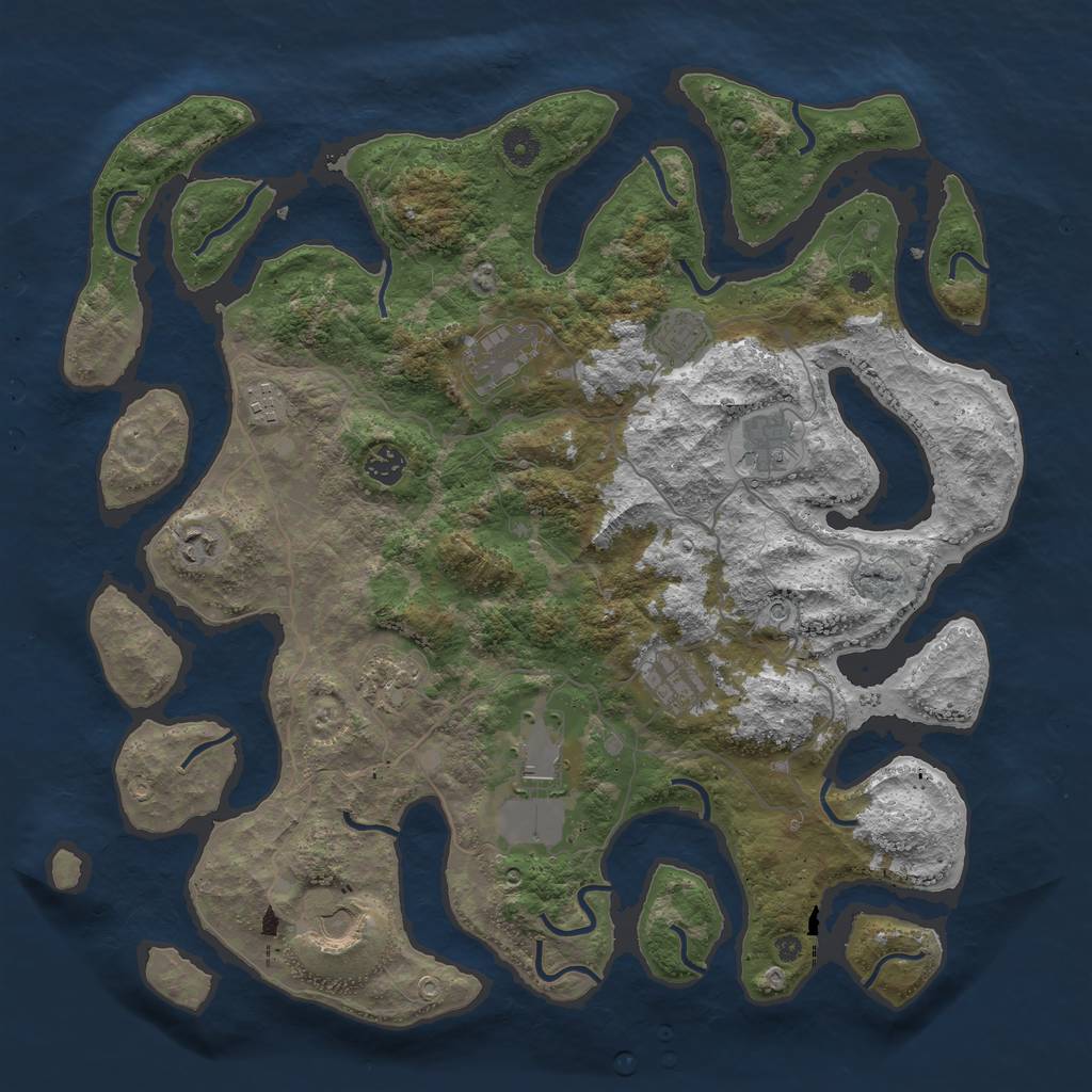 Rust Map: Procedural Map, Size: 4250, Seed: 91556, 13 Monuments