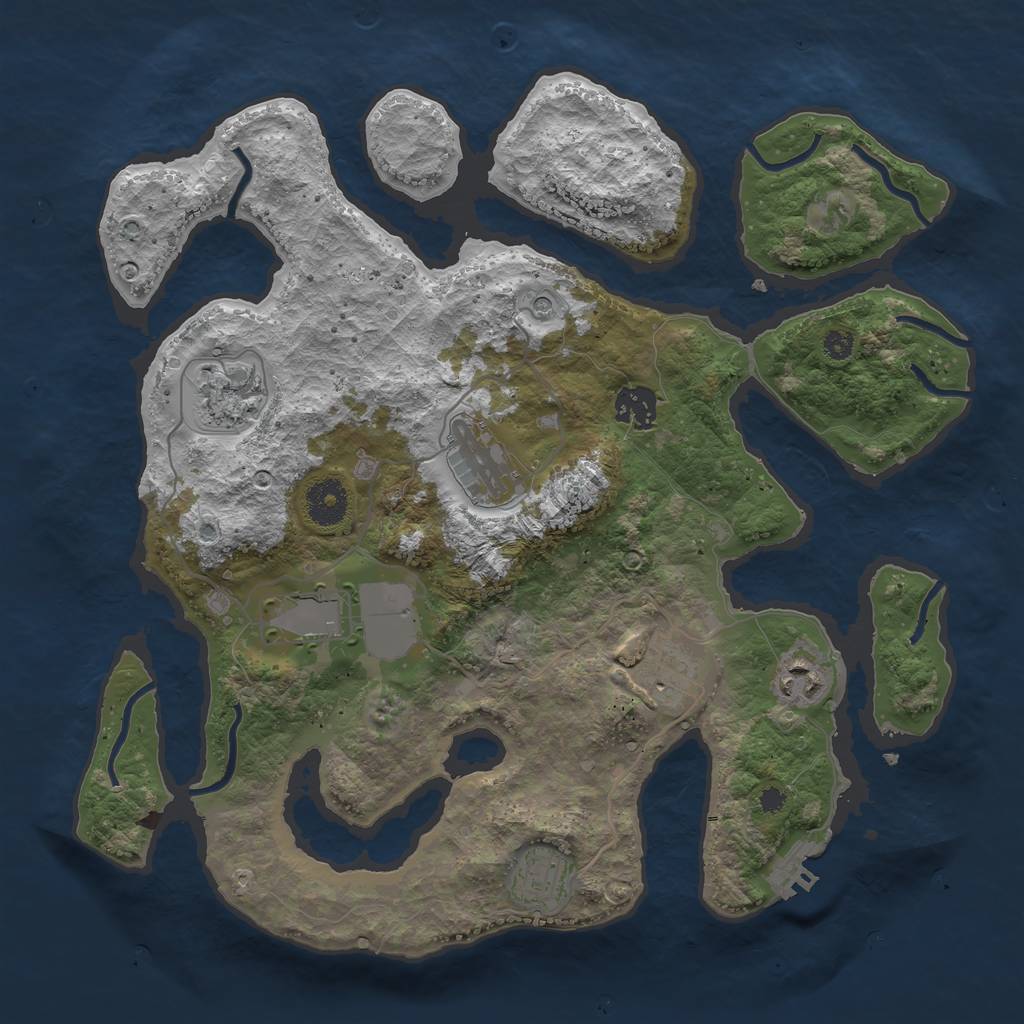 Rust Map: Procedural Map, Size: 3500, Seed: 334866241, 11 Monuments