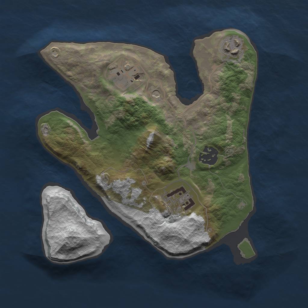 Rust Map: Barren, Size: 2450, Seed: 654161616, 7 Monuments