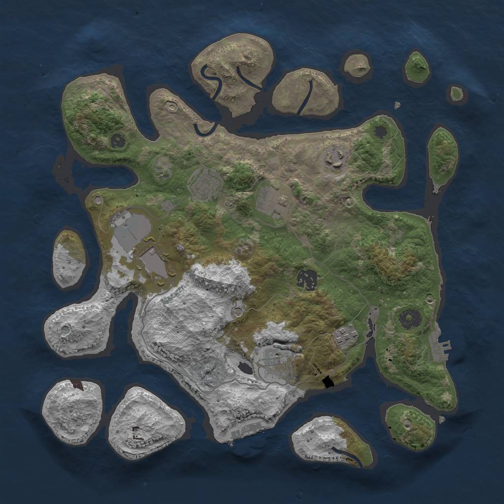 Rust Map: Procedural Map, Size: 3500, Seed: 971549, 12 Monuments