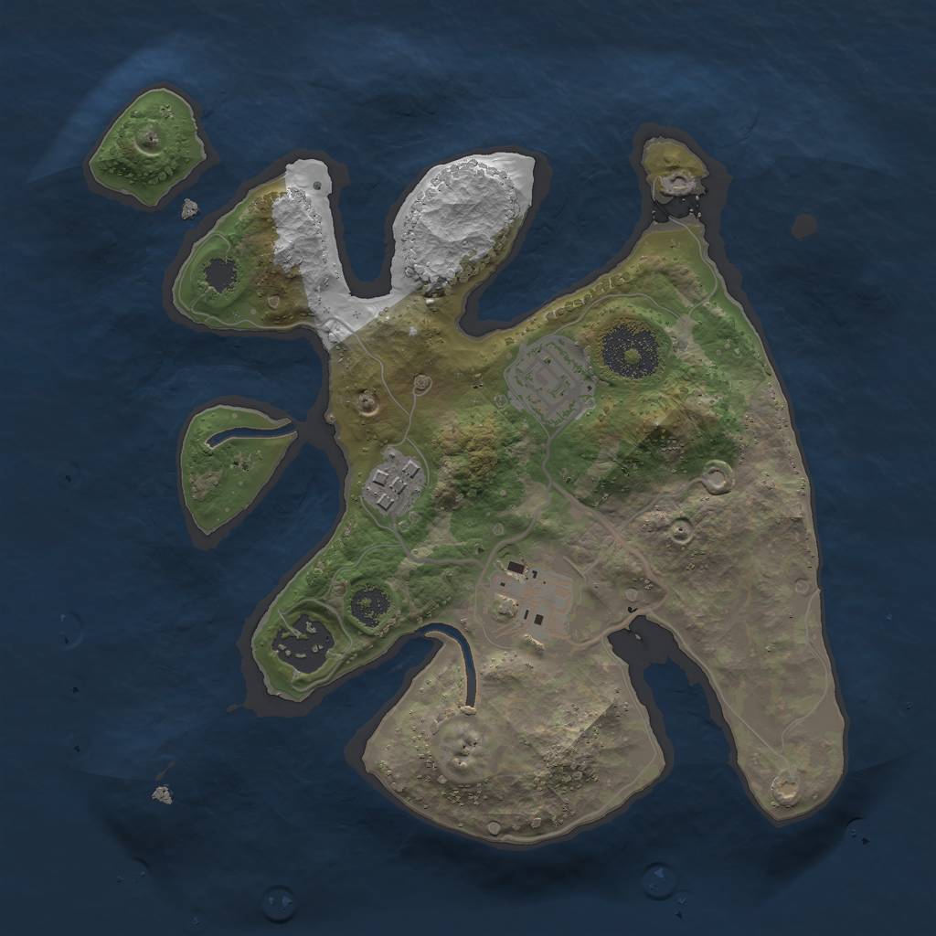 Rust Map: Procedural Map, Size: 2500, Seed: 378548, 6 Monuments