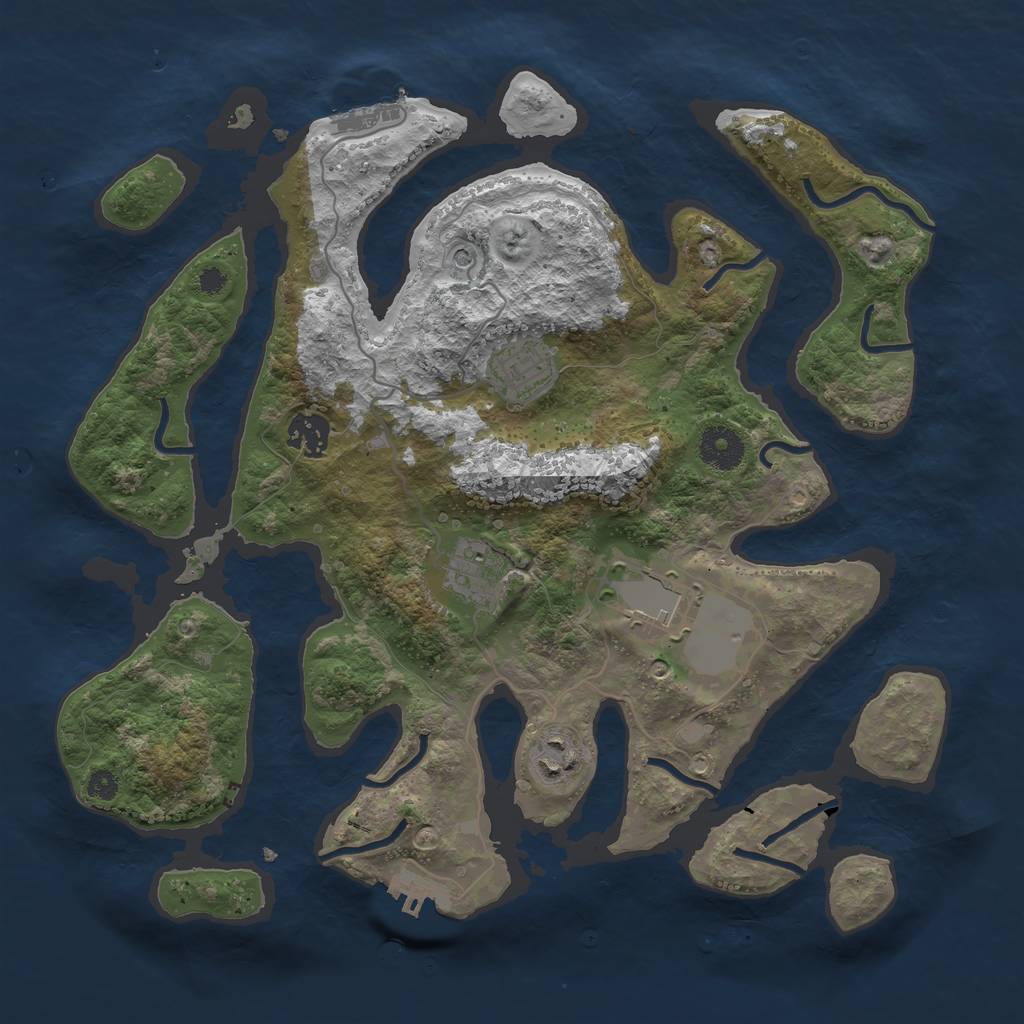 Rust Map: Procedural Map, Size: 3500, Seed: 197, 10 Monuments