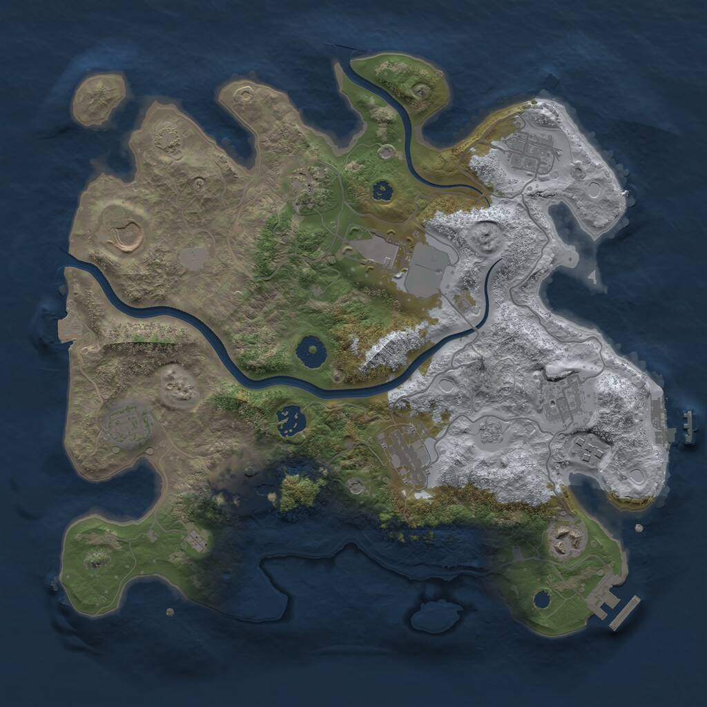 Rust Map: Procedural Map, Size: 3500, Seed: 1358989700, 17 Monuments