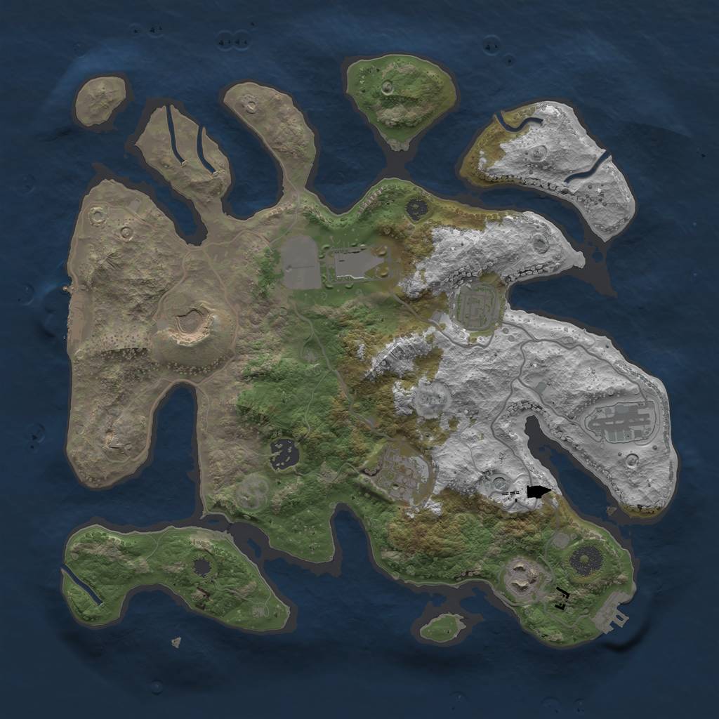 Rust Map: Procedural Map, Size: 3500, Seed: 1358989700, 12 Monuments