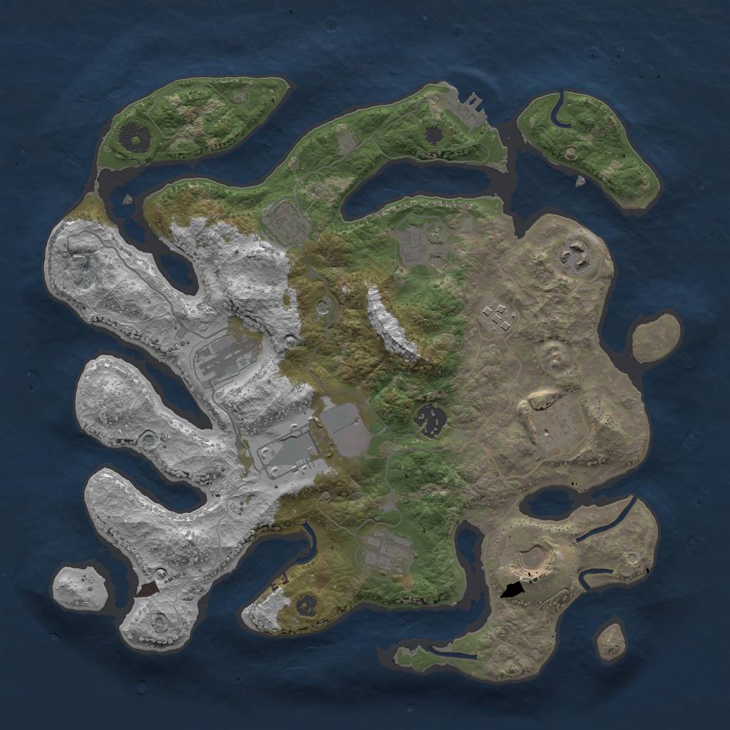 Rust Map: Procedural Map, Size: 3500, Seed: 109327846, 14 Monuments