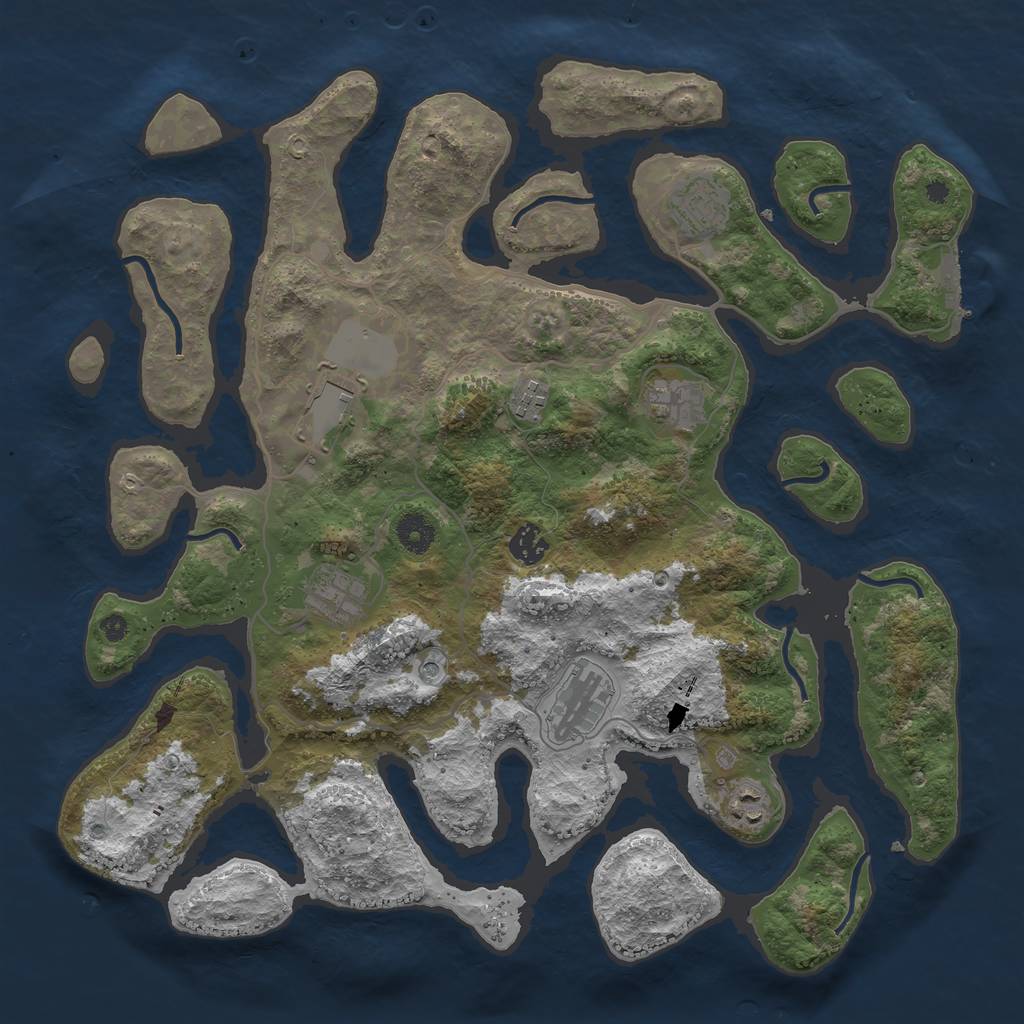 Rust Map: Procedural Map, Size: 4000, Seed: 2026966667, 12 Monuments