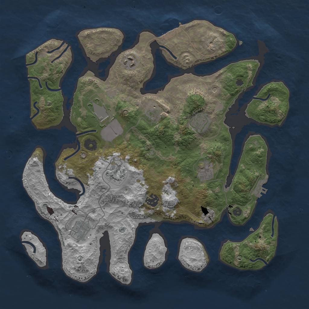 Rust Map: Procedural Map, Size: 3655, Seed: 3, 14 Monuments