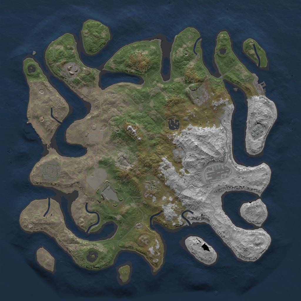 Rust Map: Procedural Map, Size: 3800, Seed: 714, 14 Monuments