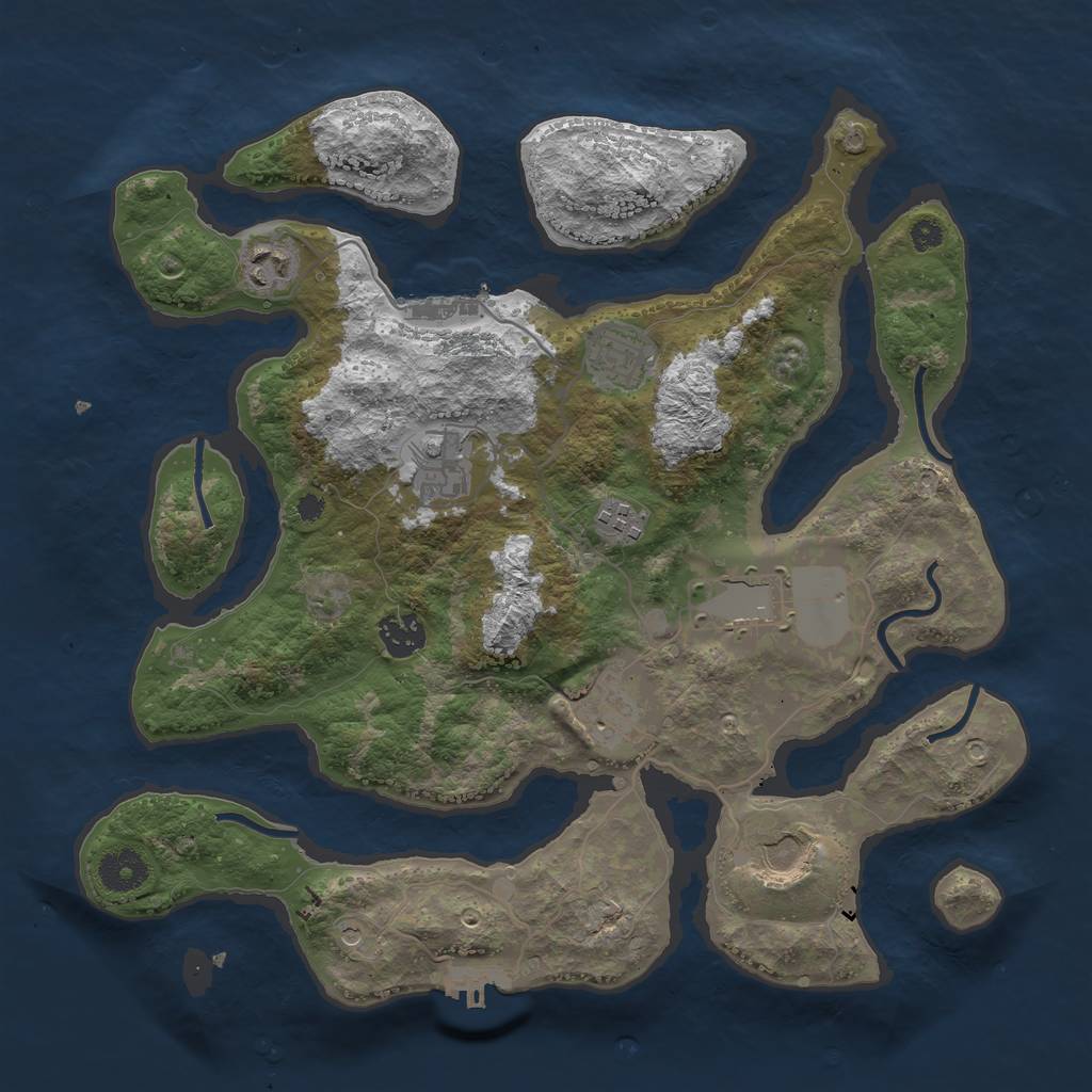 Rust Map: Procedural Map, Size: 3600, Seed: 5281846, 13 Monuments