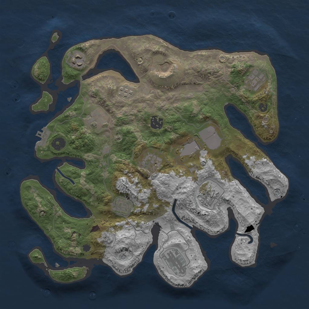 Rust Map: Procedural Map, Size: 3500, Seed: 689677879, 15 Monuments