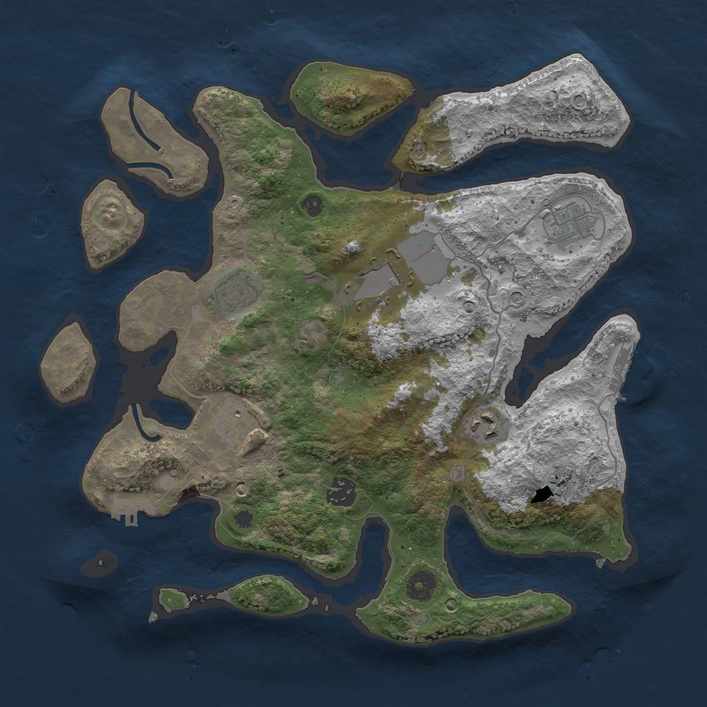 Rust Map: Procedural Map, Size: 3500, Seed: 843449, 12 Monuments