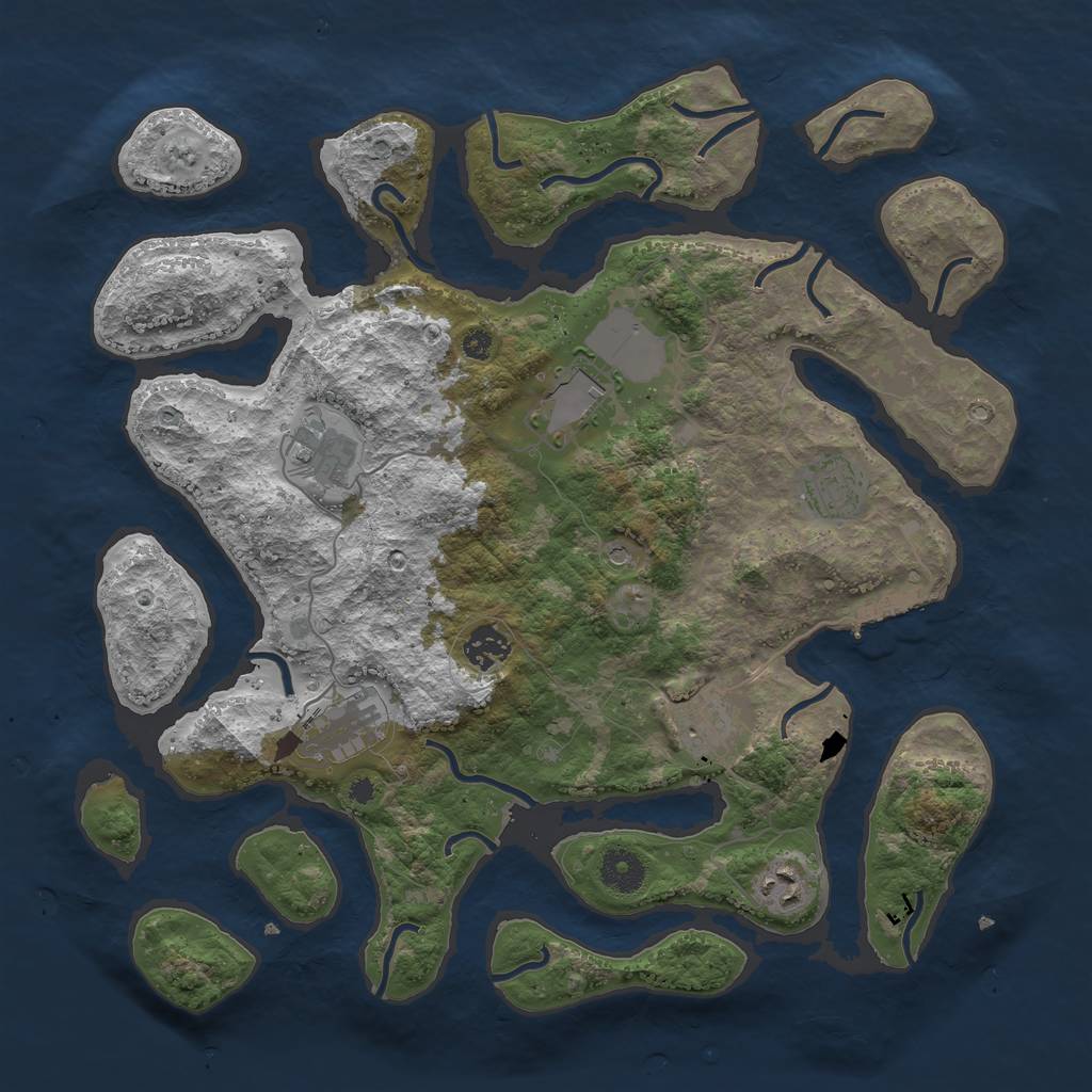 Rust Map: Procedural Map, Size: 3750, Seed: 1444581637, 11 Monuments