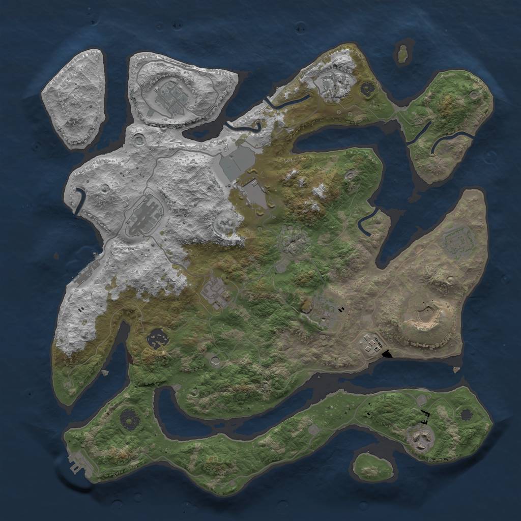 Rust Map: Procedural Map, Size: 3850, Seed: 560847647, 16 Monuments