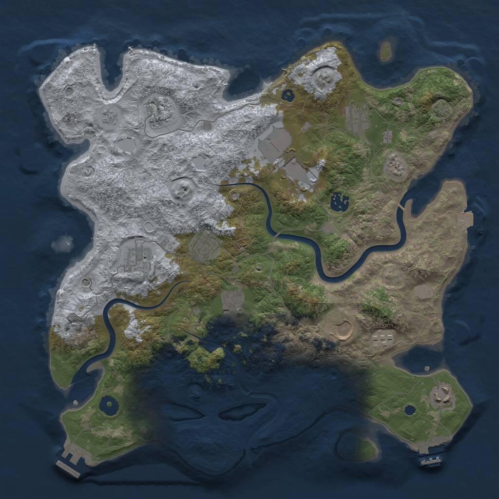Rust Map: Procedural Map, Size: 3850, Seed: 560847647, 16 Monuments