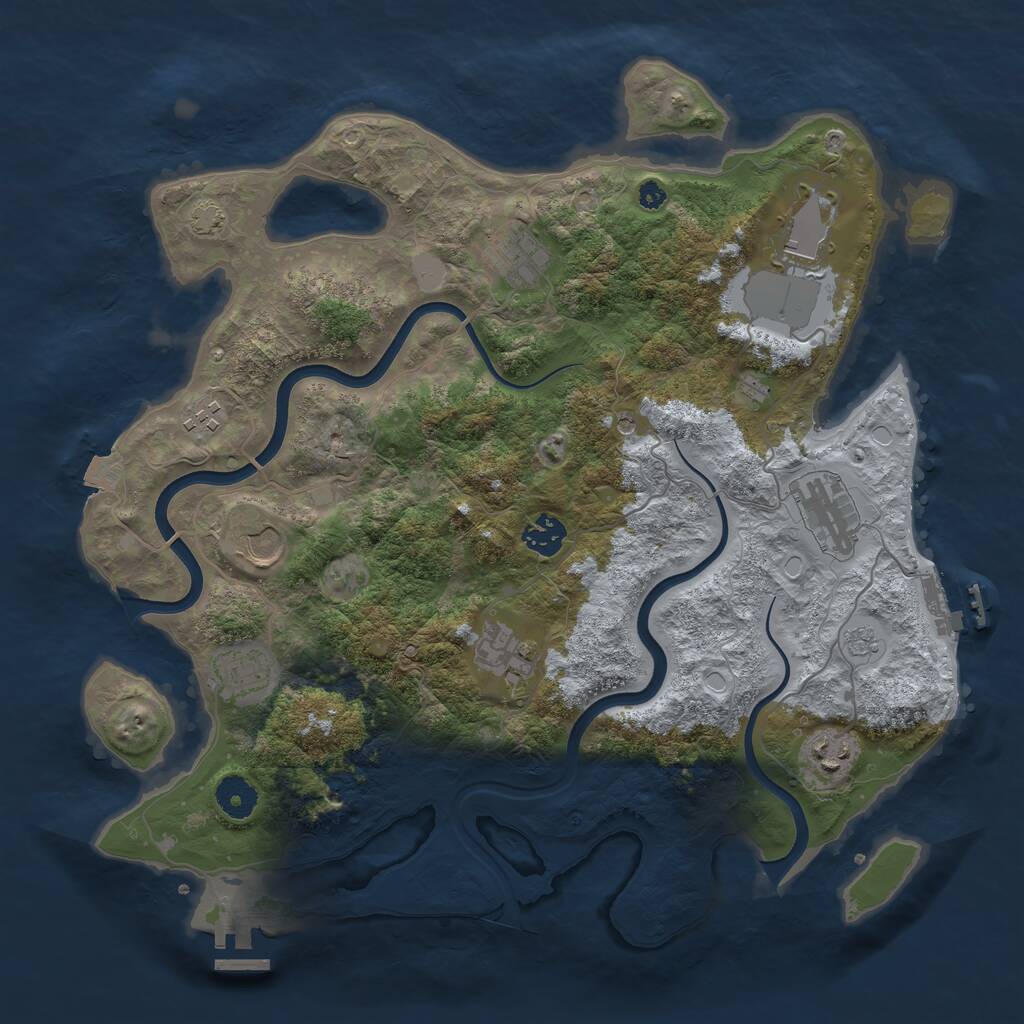 Rust Map: Procedural Map, Size: 3750, Seed: 1623063810, 15 Monuments