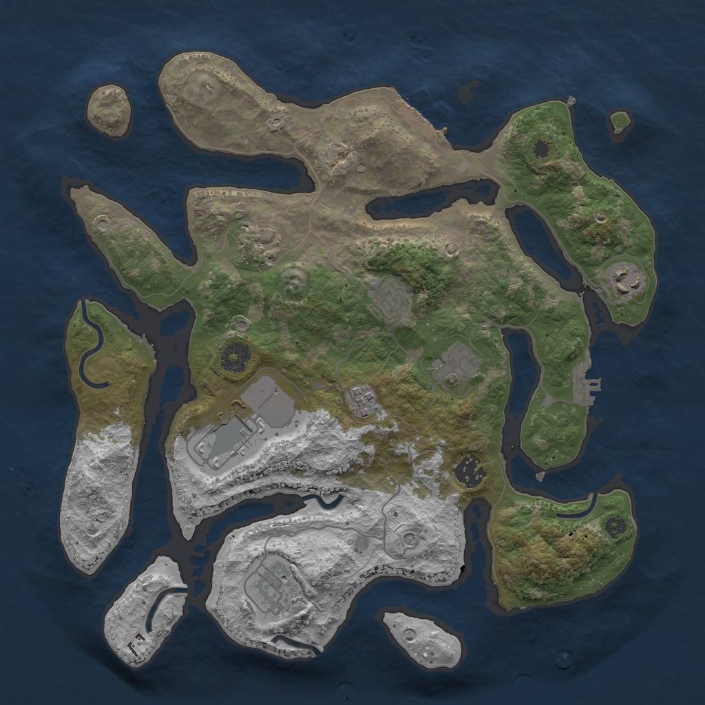 Rust Map: Procedural Map, Size: 3500, Seed: 7578, 13 Monuments