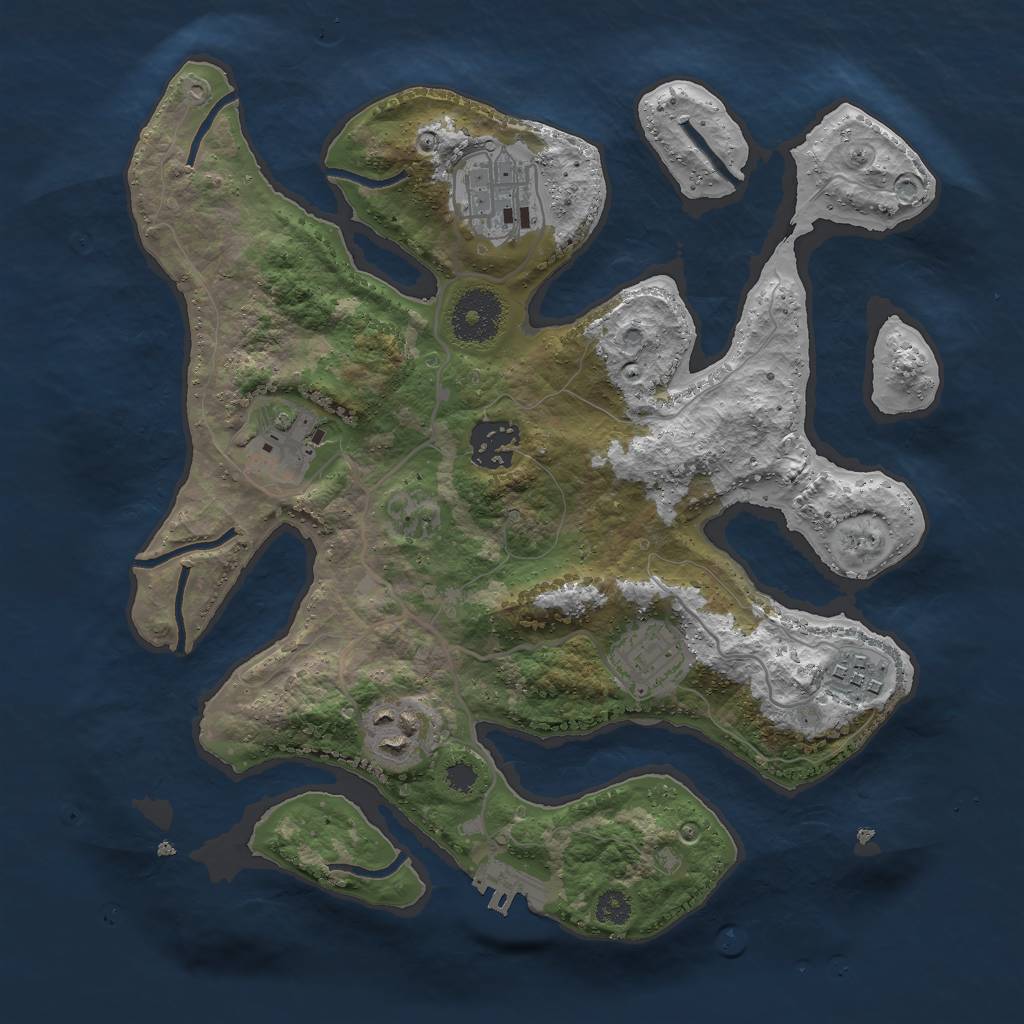 Rust Map: Procedural Map, Size: 3000, Seed: 844804801, 9 Monuments