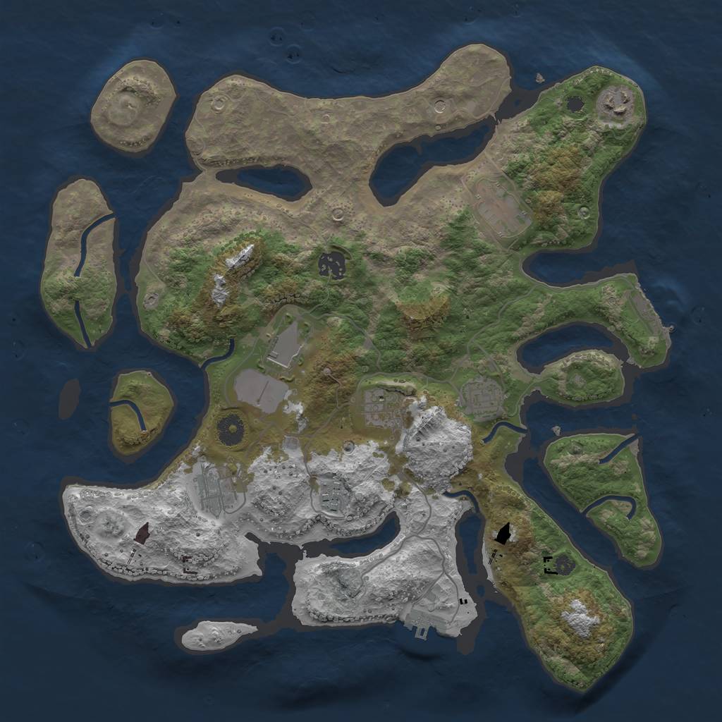 Rust Map: Procedural Map, Size: 3750, Seed: 953599, 13 Monuments