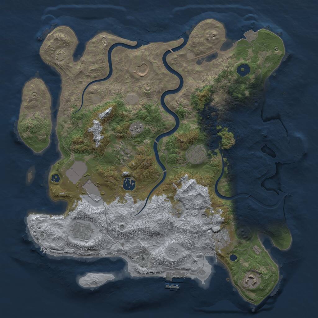 Rust Map: Procedural Map, Size: 3750, Seed: 953599, 15 Monuments